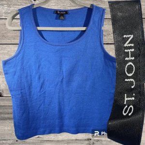 St. John Tank women’s large Wool Blend Milano Knit Sleeveless Classic shell Blue